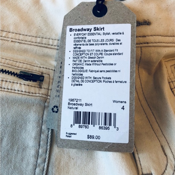 Gorgeous Sustainable Prana Organic Cotton Broadway Skirt Natural White Size 4 - Picture 2 of 5